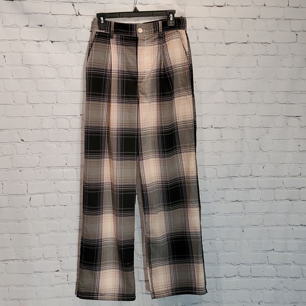 Urban Outfitters plaid wide leg high rise pants